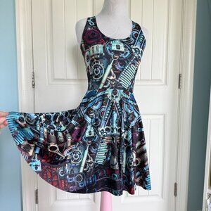 Blackmilk Steampunk Alloy Gears Long Torso Skater Dress